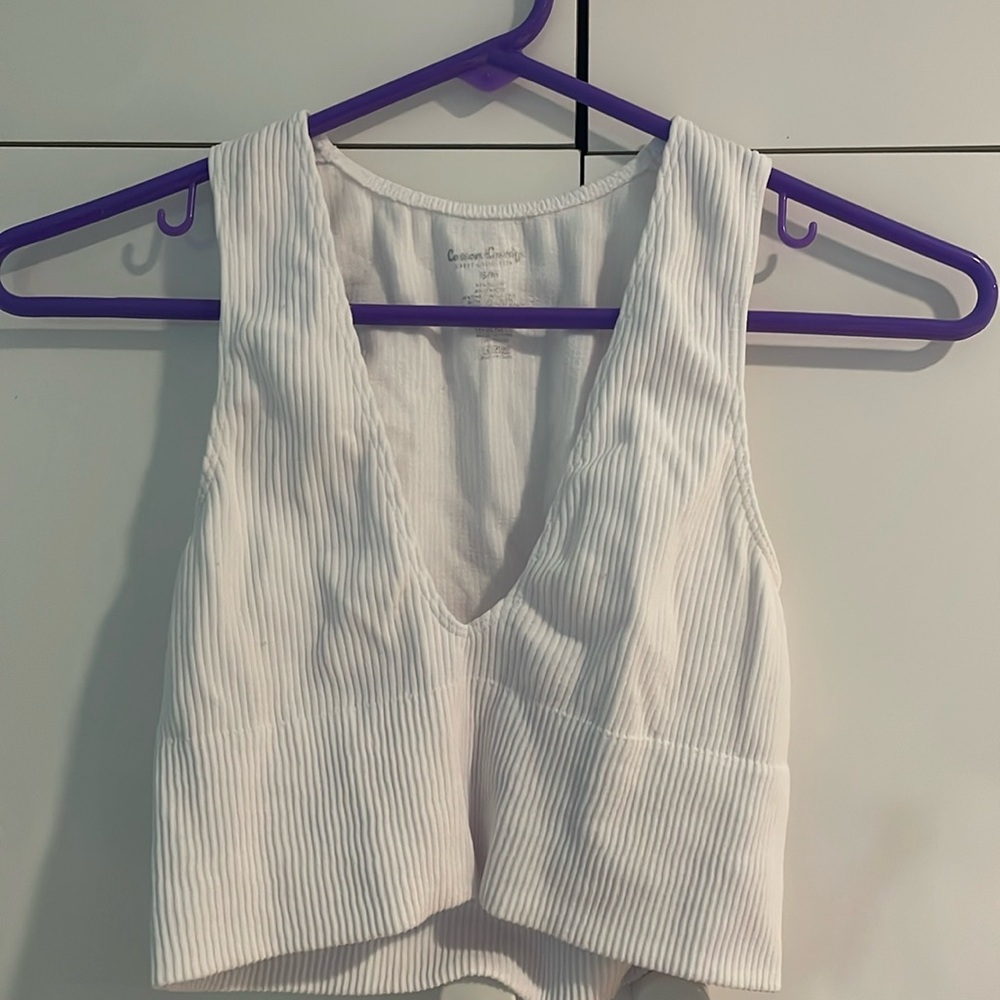 White V Neck Tank